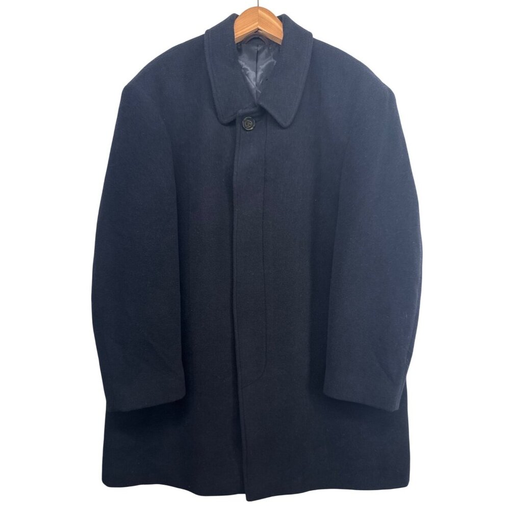 Lauren Ralph Lauren Men Peacoat Sz 46R Black Wool-Blend Driving Car Coat Classic